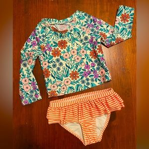2-Pc Floral Rashguard Bikini - Size 2T